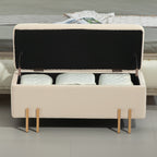 Modern Bedside Bench with Internal Storage Space, Beige Polyester, 100x40x42 cm
