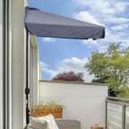 Outsunny 2.5x2.3m Semicircular Wall-Mounted Umbrella with Crank Opening, Metal and Polyester, Grey