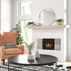 Wall Mounted  0.9L Bioethanol Fireplace with Protective Panel, Stainless Steel and Glass, 100x15x54 cm, Black and Silver
