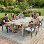 Outsunny Extendable Garden Table for 6-8 People, Aluminum with Slatted Top, White