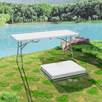 Folding Garden Table with Handle, Steel and Plastic, 180x74x74 cm, White