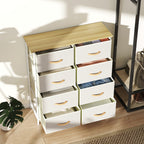 8-Drawer Folding Chest of Drawers with 4 Pockets and 2 Hooks, Made of Wood, Steel and Fabric, 86x30x94.5 cm