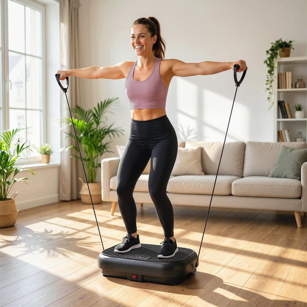 SPORTNOW Vibration Plate with 120 Speed Levels, 5 Programs and LED Display, Silent, with Resistance Bands
