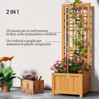 Planter with Trellis for Climbing with Drainage Hole and Lining, Wooden, 40x40x120 cm, Brown