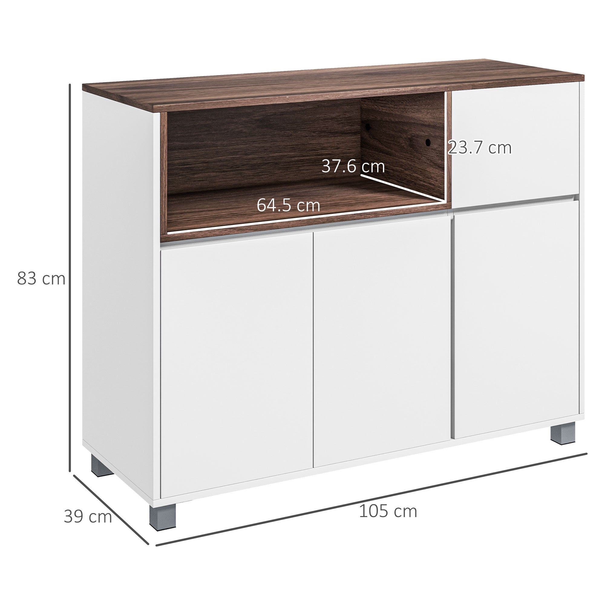 Homcom Modern Cooking Wooden Kitchen with lockers, drawer and open compartment, 105x39x83cm, white - Borgè
