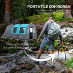 Outsunny Waterproof 5-Person Camping Tent with Night and Day Area, in Polyester, 480x260x200 cm, Gray and Blue - Borgè