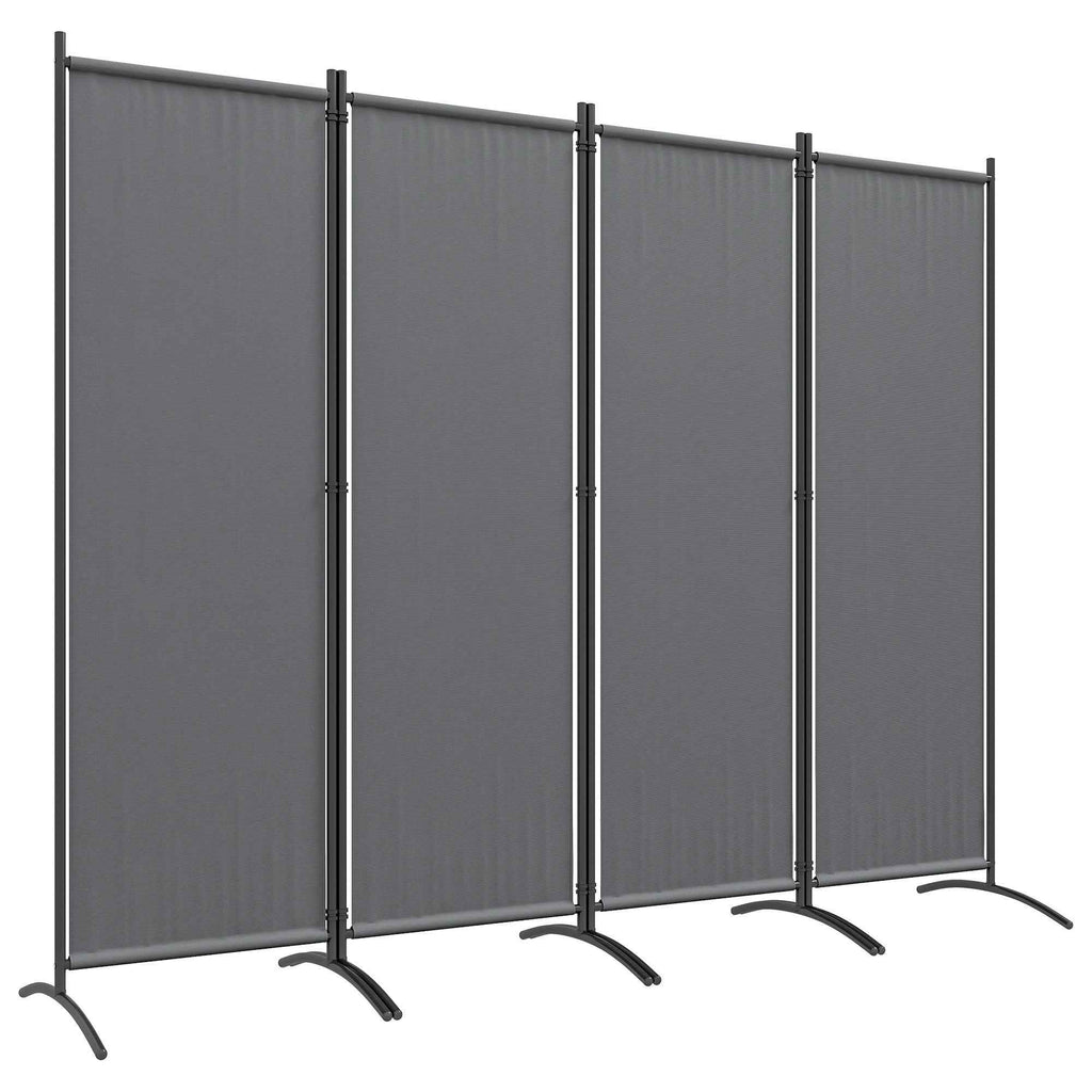 Outsunny 4-Panel Folding Indoor and Outdoor Room Divider, 221 x 50 x 172 cm, Dark Grey