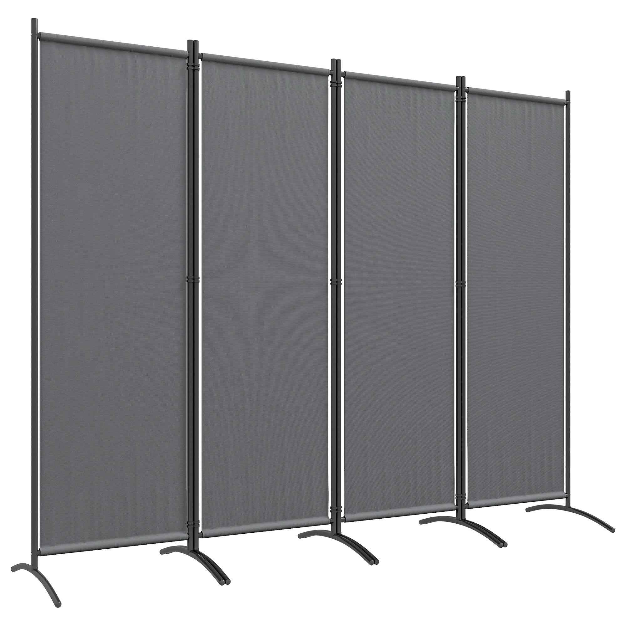 Outsunny 4-Panel Folding Indoor and Outdoor Room Divider, 221 x 50 x 172 cm, Dark Grey