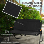 Double 2-Seater Folding Camping Chair in Steel and Oxford Fabric, 108x65x73cm, Black - Borgè