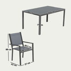 Outsunny 7-Piece Garden Set with Slatted Table and 6 Stackable Chairs, in Steel and Texteline, Grey