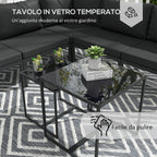 Outsunny garden set 7 pieces in steel and polyester with 5 chairs with cushions and 2 coffee tables, gray - Borgè