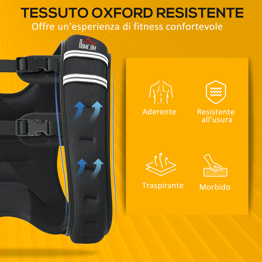 HOMCOM Breathable 5kg Weighted Vest with Storage Pocket and Shoulder Straps, in Oxford fabric, 40x35 cm, Black - Borgè