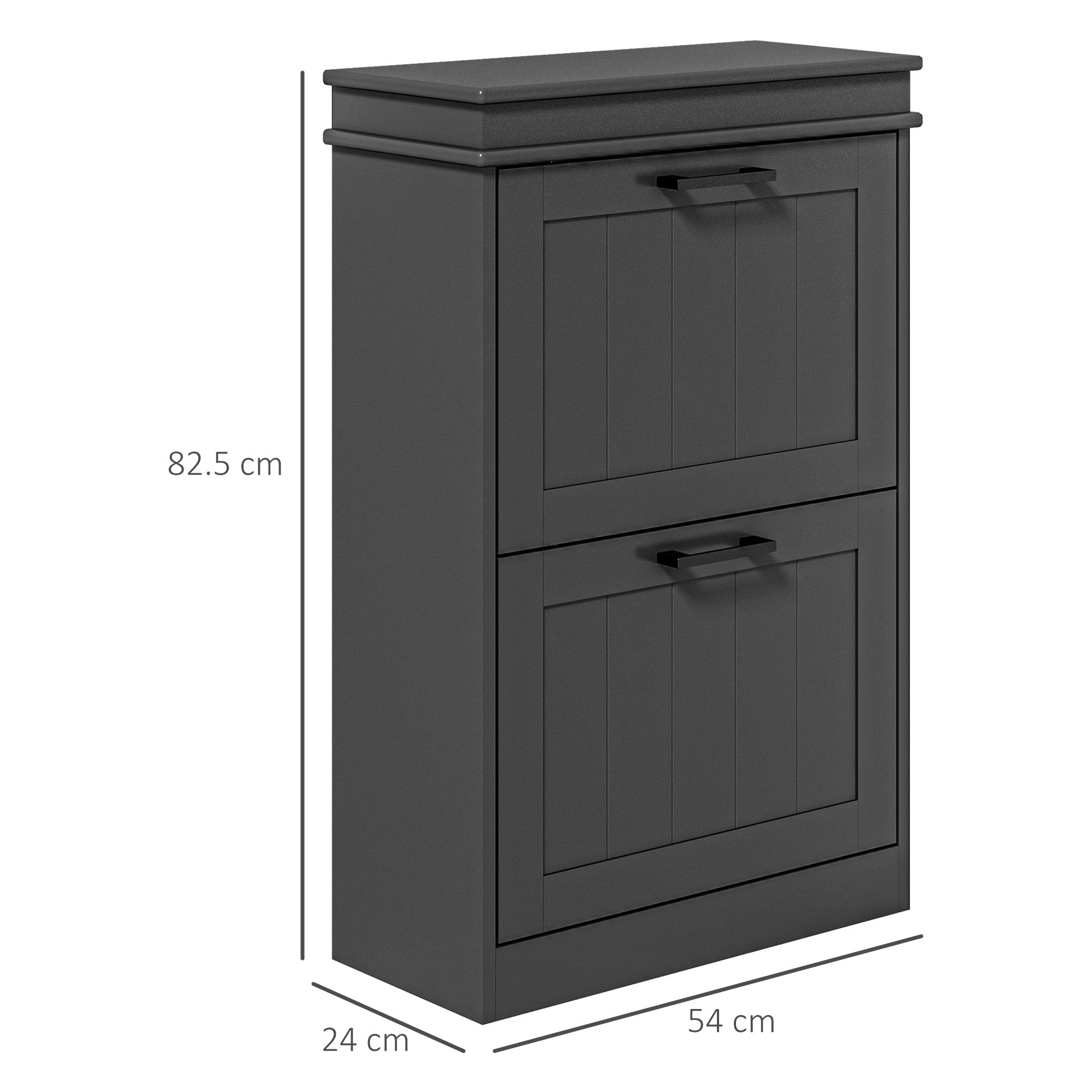 Modern Shoe Rack with 2 Tilting Drawers for 10 Pairs of Shoes and Adjustable Shelf, 54x24x82.5cm, Black