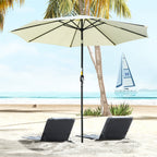 8-Ribbed Tilting Garden Umbrella with Crank Handle, Metal and Polyester, Ø295x250 cm, Beige