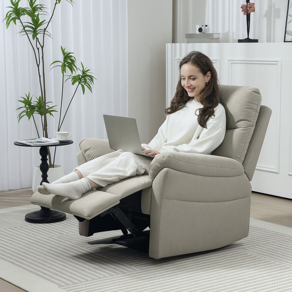 140° Reclining Chair with Footrest, in Microfiber, Foam and Metal, 84x91x102 cm, Grey