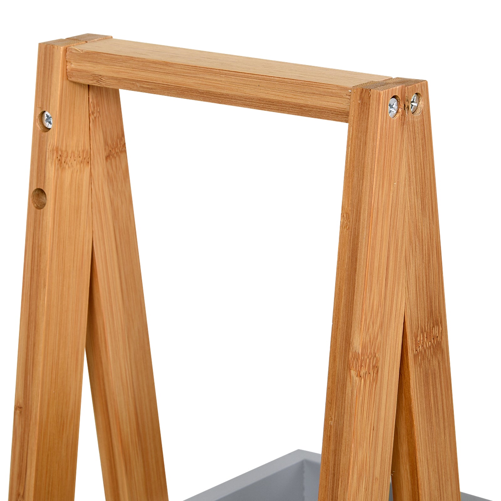 Kleankin Space-Saving Bathroom Shelf in MDF and Bamboo, Pyramid Shape with 3 Shelves, Wood and Grey Color, 30x18x81cm