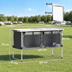Outsunny Folding Camping Shed with Cabinet, Silver