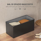 84L Folding Storage Bench, Padded Lid and Faux Leather Upholstery, 76x38x38cm, Black