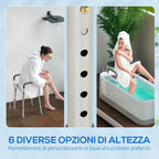 HOMCOM Adjustable Shower Stool with Armrests and Drainage Holes in Aluminum, 52x45x57-69 cm, Gray