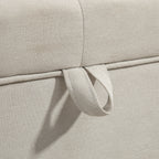 80L Padded Storage Bench with Fabric Upholstery and Wooden Legs, 118x42x45 cm, Cream