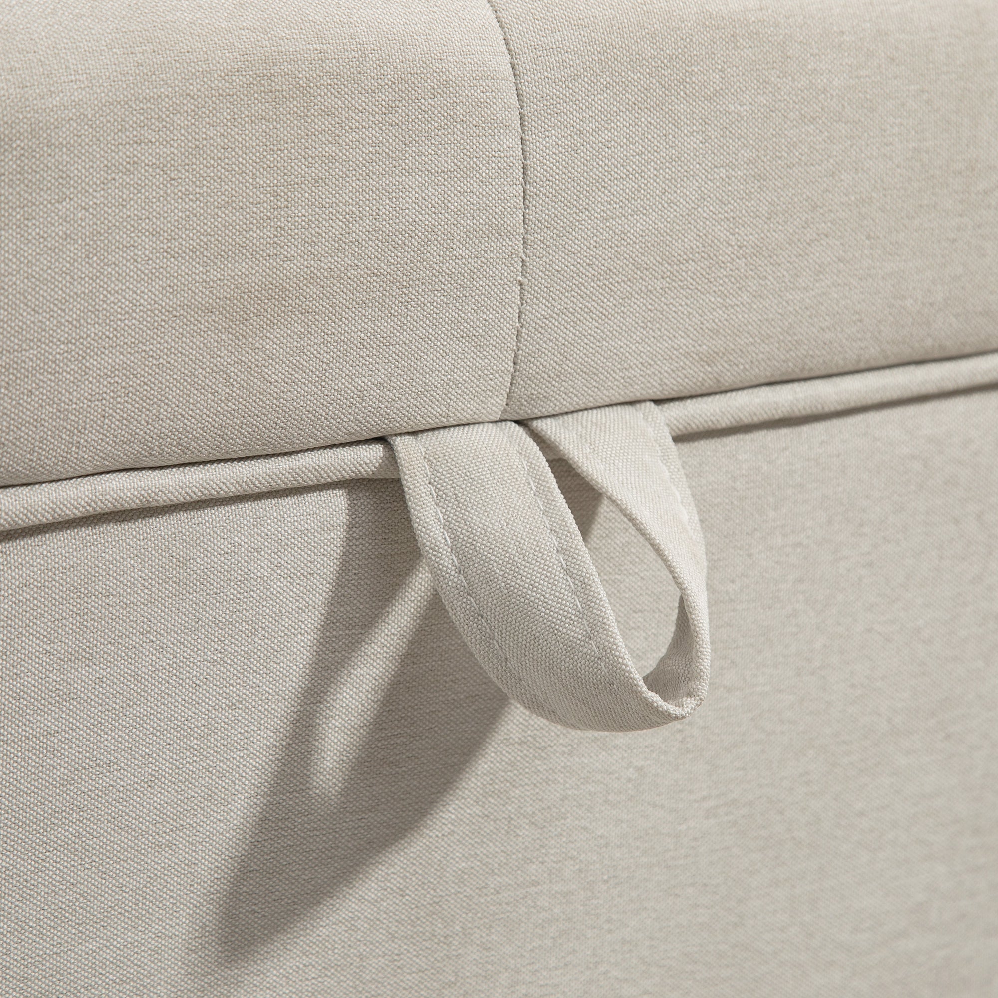 80L Padded Storage Bench with Fabric Upholstery and Wooden Legs, 118x42x45 cm, Cream
