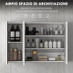 kleankin Bathroom Wall Cabinet with 3 Mirrored Doors and Adjustable Wooden Shelves 90x13.5x60 cm, White