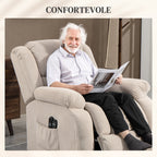 Lift Massage Reclining Chair with 2 Pockets and Remote Control, 93x104x105 cm, Beige