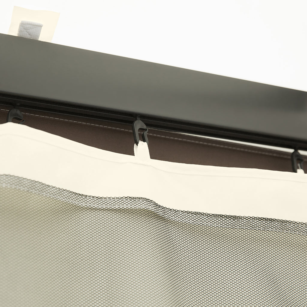 Outsunny Universal Replacement Gazebo Mosquito Net with Zippers, 352x207cm - Black and Beige
