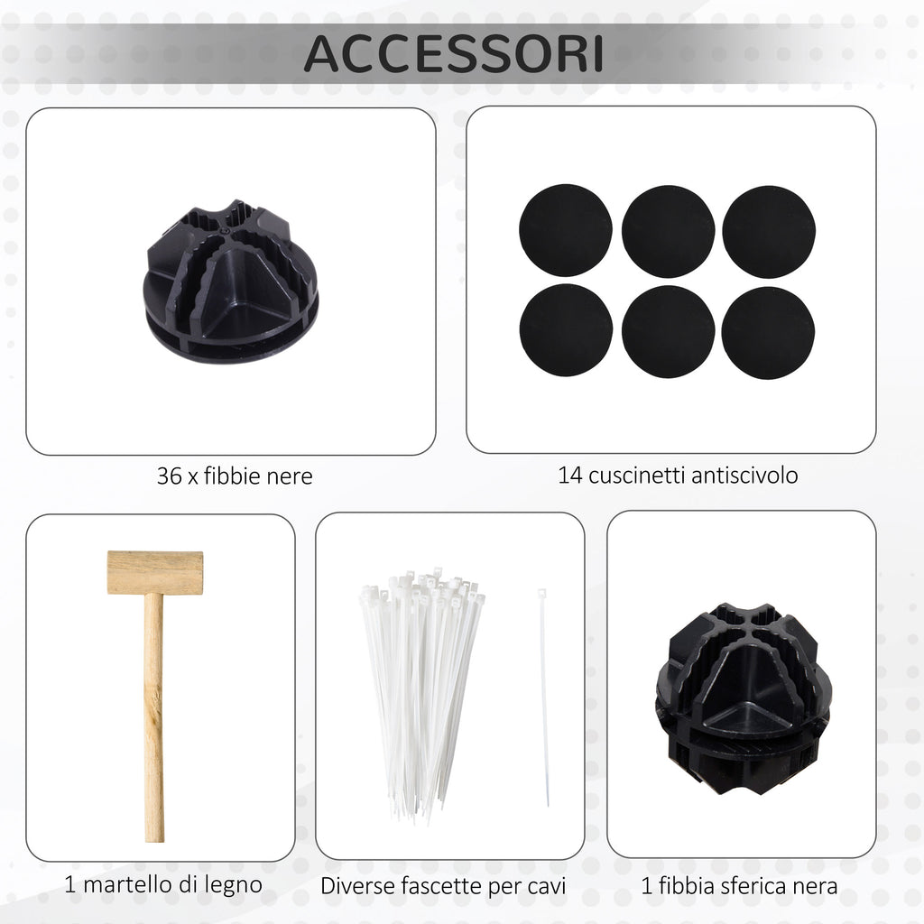 Modular Pet Playpen with 35x35 cm Panels and Accessories, Made of Steel and PP, 140x70x70 cm, Black