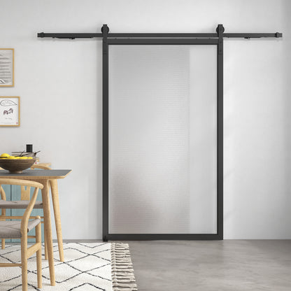 HOMCOM Sliding Door Kit 90kg max Space Saving in Carbon Steel with Accessories 244x0.5x4 cm, Black - Borgè