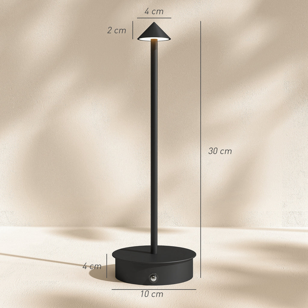 USB Rechargeable Touch Table Lamp, Adjustable 3000K/4500K/6500K, 4-8 Hour Battery Life, Black