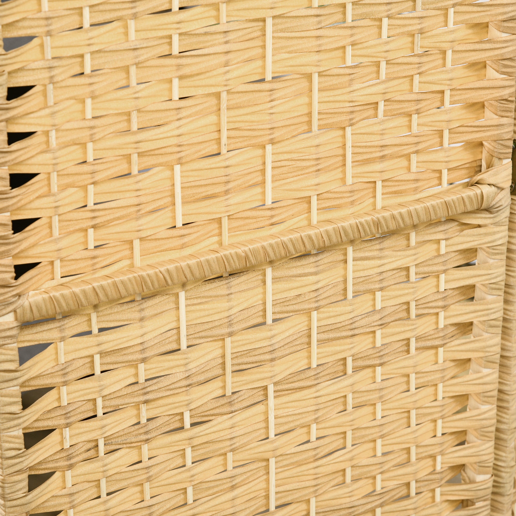 3-Panel Folding Screen for Indoors Freestanding and Woven, 135x180 cm, Wood color