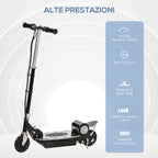 Folding Scooter for Children Ages 7-12, 120W with Brake and Kickstand, 75x37x98 cm, Black