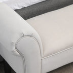 Bed End Bench with Rolled Armrests, Padded Bench for Bedroom, Grey, 102x36x51cm