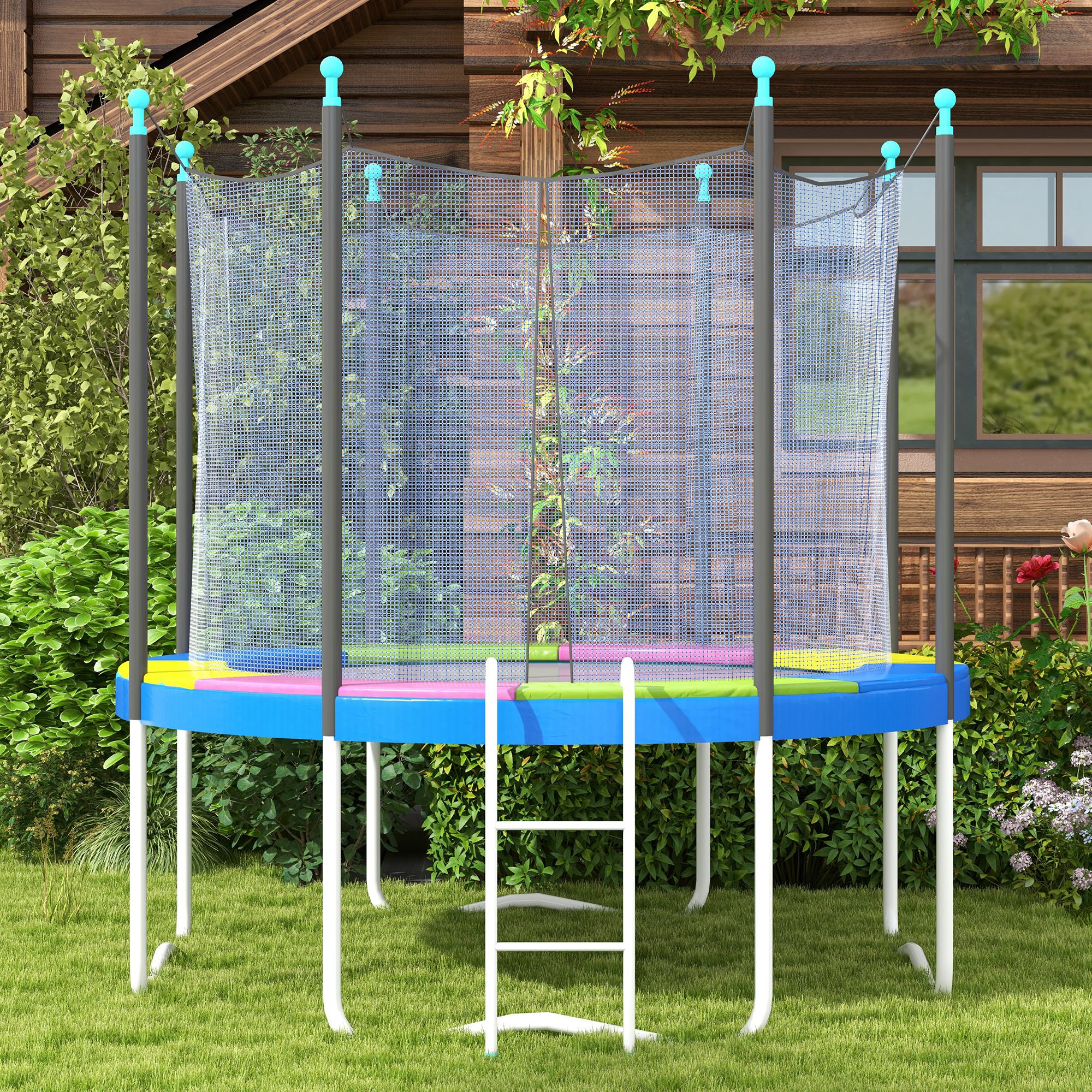 Trampoline Cover Ø305x30 cm Foldable and Portable, in Plastic, PE and Foam, Multicolored - Borgè