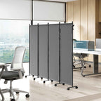 Outsunny 4-Panel Folding Indoor and Outdoor Screen with Wheels, 221 x 50 x 172 cm, Dark Grey