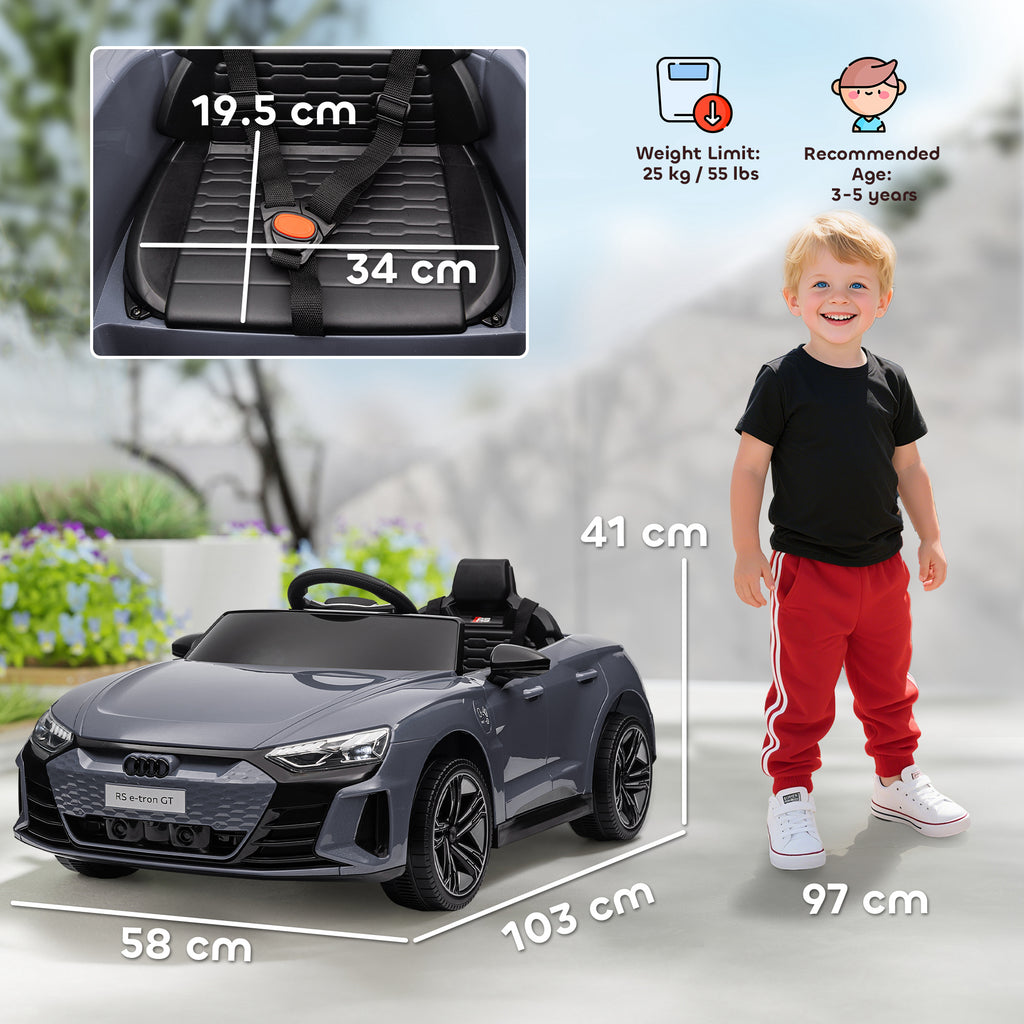 HOMCOM Electric Ride-On Car for Kids Ages 3-5 with Remote Control, Suspension and Horn, 103x58x41 cm, Grey and Black