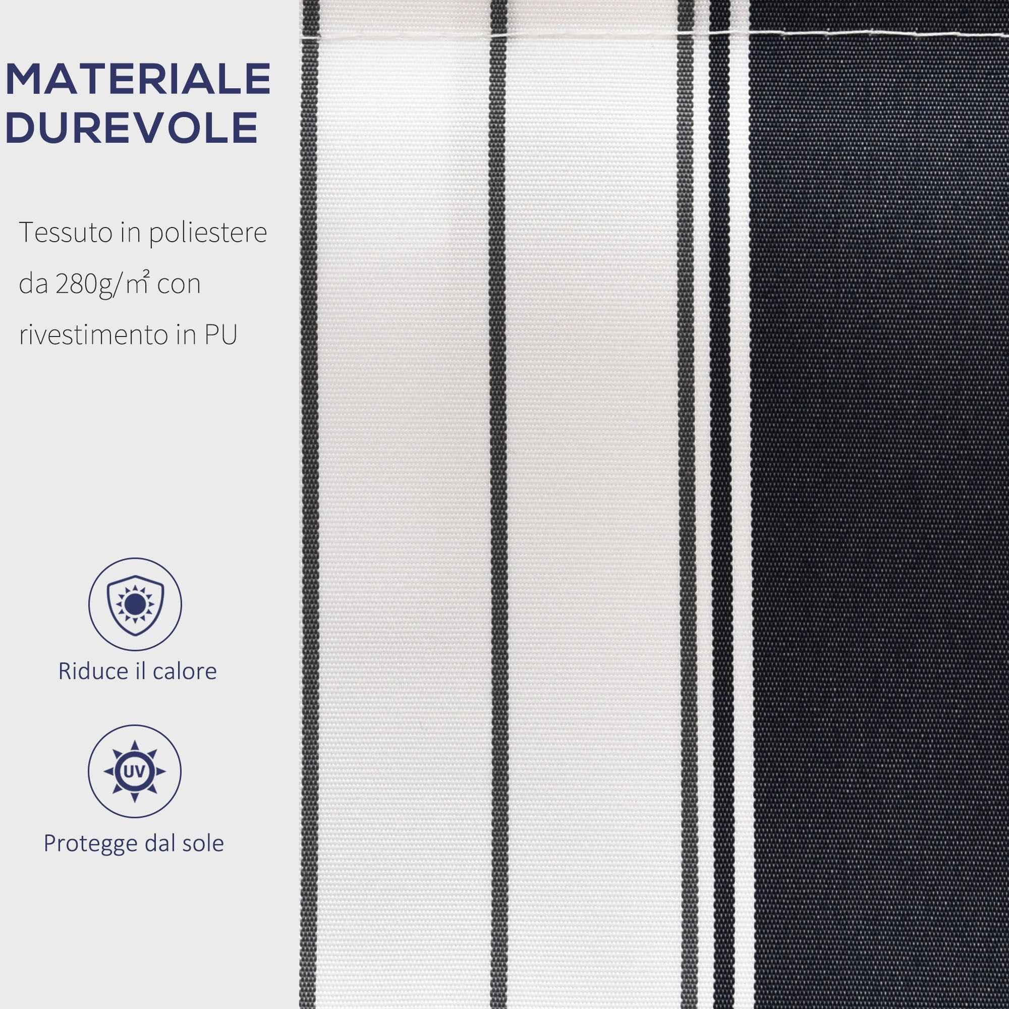 Outsunny 2.5x2m Manual Roller Awning in Aluminum and Polyester, Blue and White