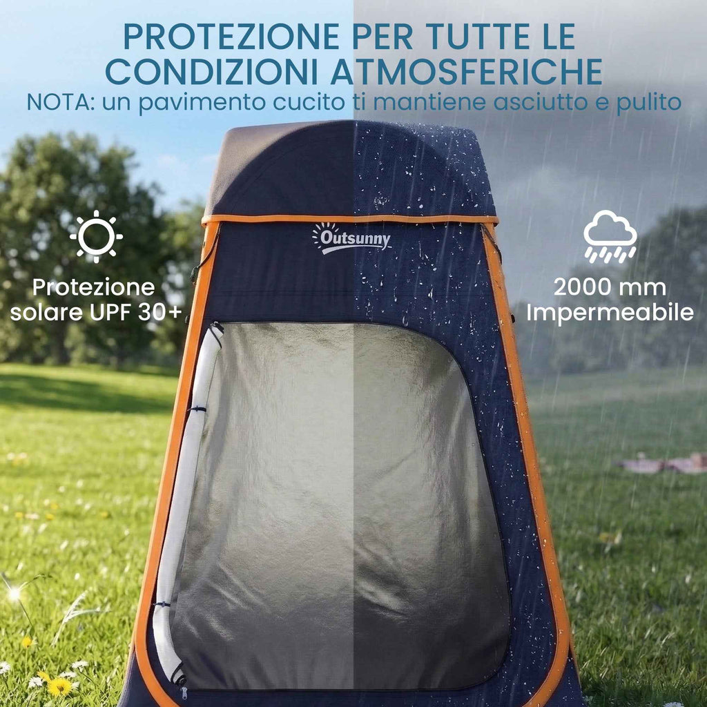 Outsunny Waterproof Pop-Up Shower Tent with Removable Roof, 190T Polyester and Steel, 152x152x200 cm, Dark Blue