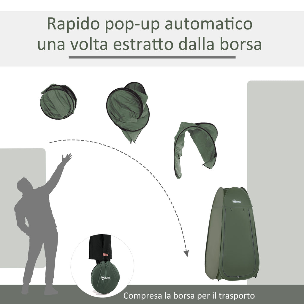 Waterproof Pop Up Shower Curtain in Polyester and Plastic, 100x100x185 cm, Military Green