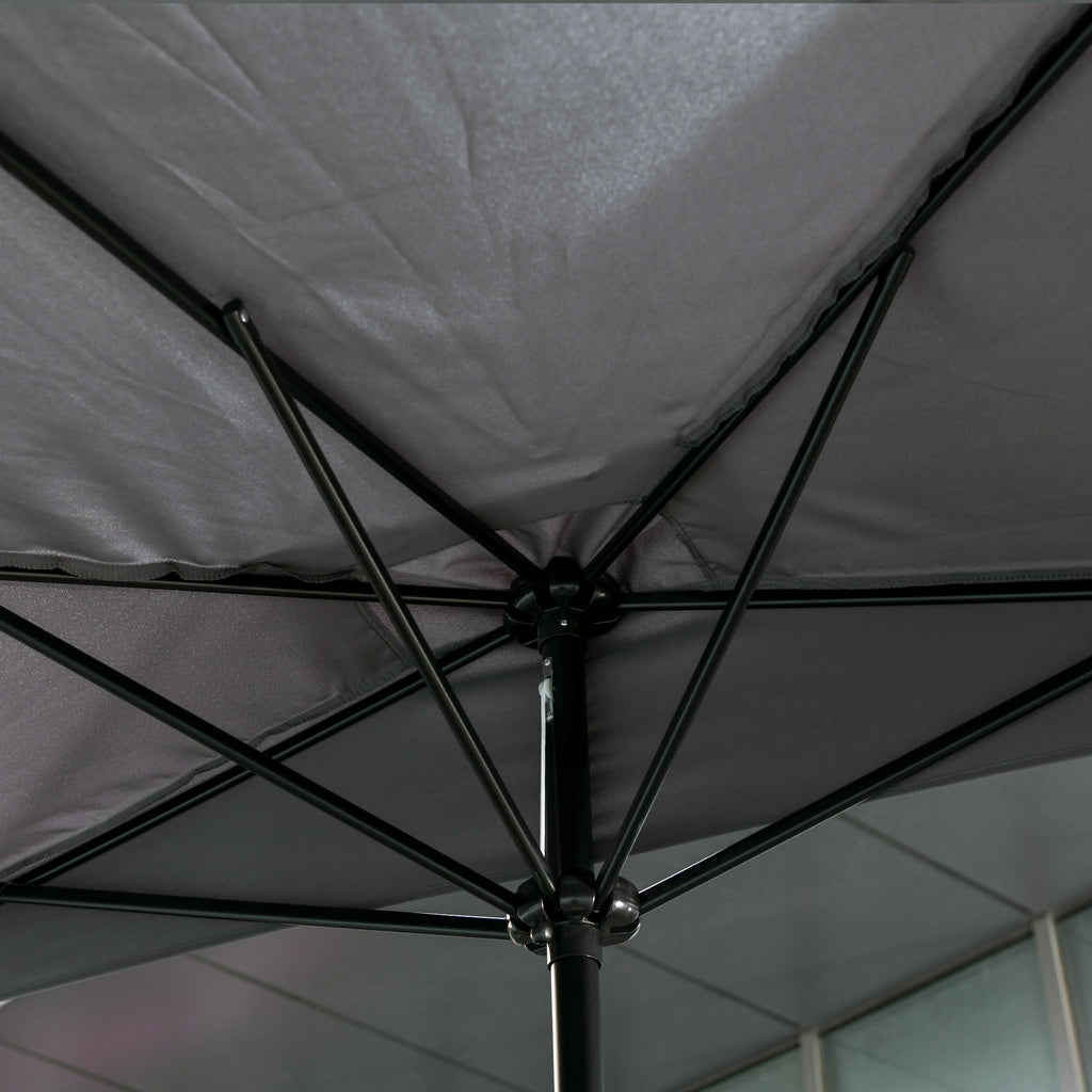 Outsunny 2.5x2.3m Semicircular Wall-Mounted Umbrella with Crank Opening, Metal and Polyester, Grey