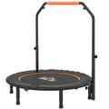 HOMCOM Mini Fitness Trampoline Ø114 cm Foldable with Height-Adjustable Handlebar, Orange and Black