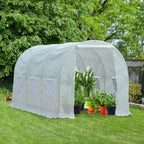 Outsunny Garden greenhouse tunnel for PI plants with iron, white, 350x200x200cm pipes - Borgè