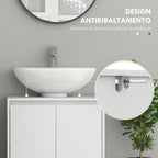 Bathroom Vanity Unit with 2 Decorated Doors and U-Cut for Pipes, 60x30x60cm, White