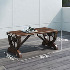Outsunny 2-Seater Garden Bench with Wheel Design, Outdoor Slatted Fir Wood Bench, Patio and Backyard Terrace Bench, 98x50x39.5 cm, Brown