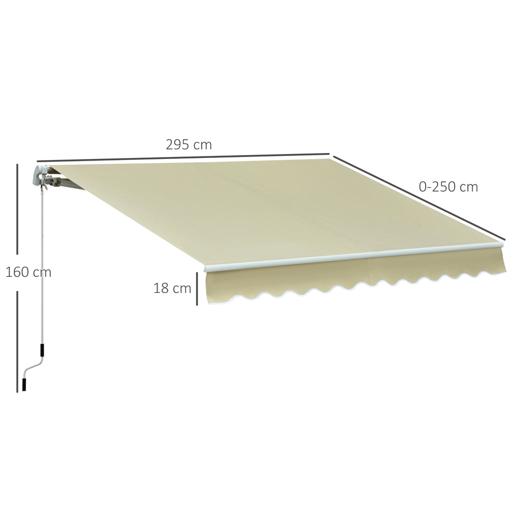 Outsunny Outdoor Awning with Crank, Metal and Polyester, 3x2.5m Beige