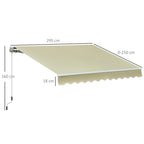 Outsunny Outdoor Awning with Crank, Metal and Polyester, 3x2.5m Beige