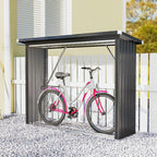 Outsunny Outdoor Steel Log Shed, Raised Base and Sloped Roof, 213x66.5x150 cm, Dark Grey