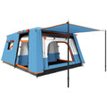 4-6 Person 2-Room Camping Tent with Veranda, Waterproof and UPF 30+, Carry Bag, Blue