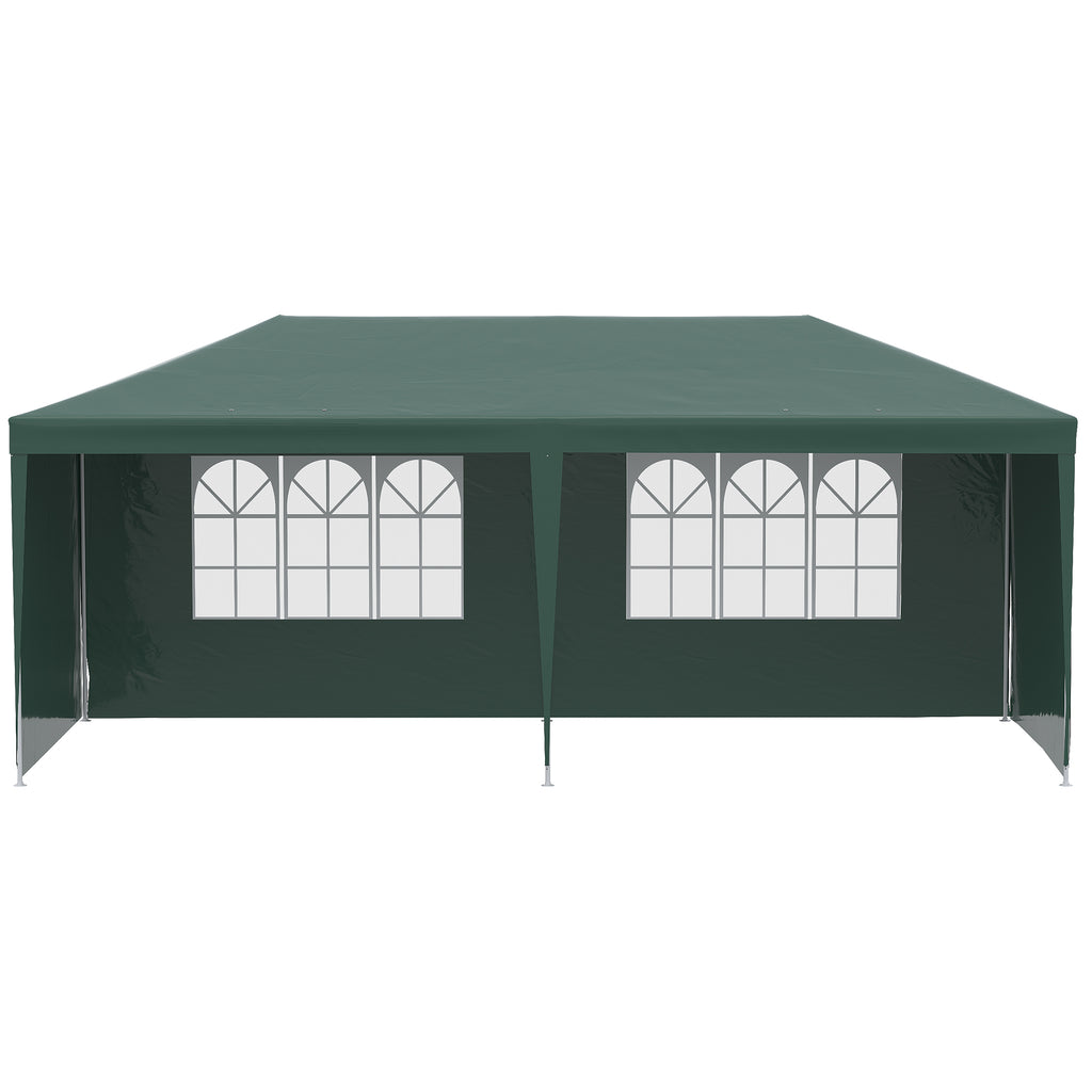 6x3m Garden Gazebo for Events with Removable Walls and Transparent Windows, Green
